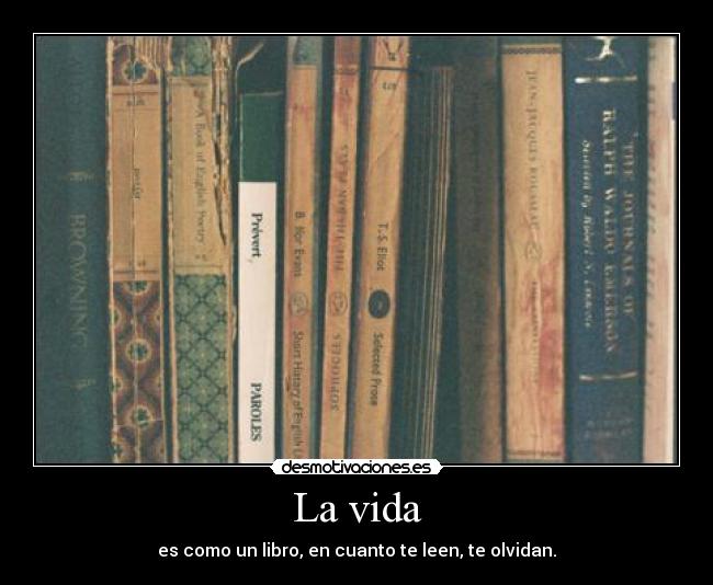 La vida - es como un libro, en cuanto te leen, te olvidan.