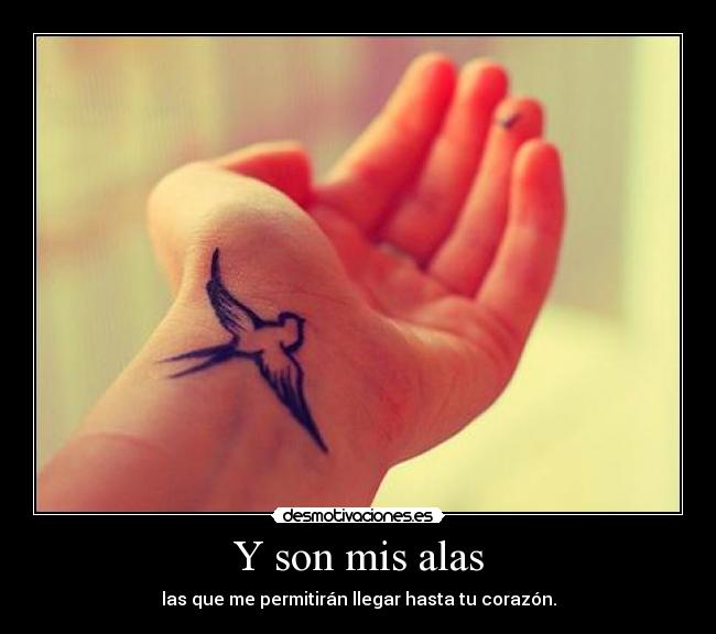 Y son mis alas - las que me permitirán llegar hasta tu corazón.