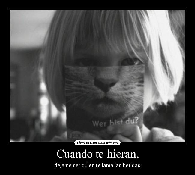 Cuando te hieran, - déjame ser quien te lama las heridas.