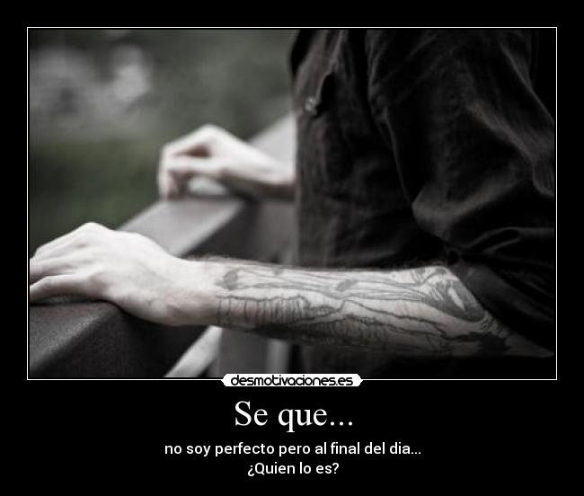 Se que... - no soy perfecto pero al final del dia...
¿Quien lo es?