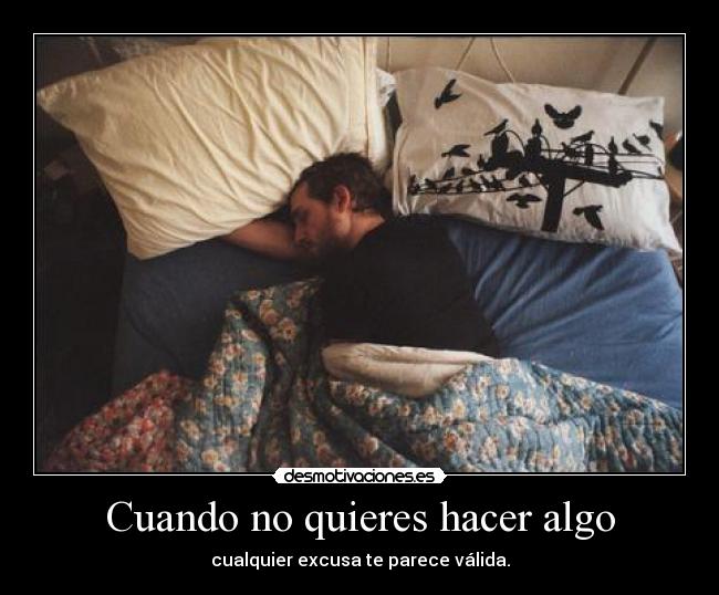 Cuando no quieres hacer algo - cualquier excusa te parece válida.