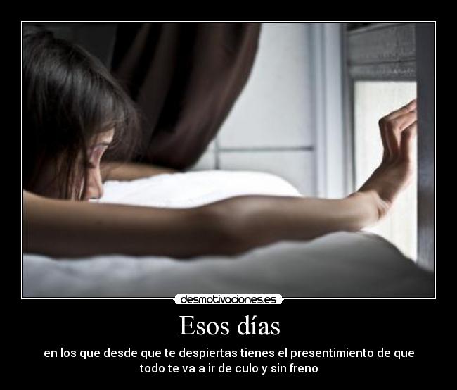 Esos días - en los que desde que te despiertas tienes el presentimiento de que
todo te va a ir de culo y sin freno