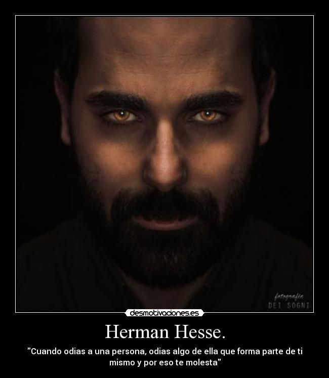 Herman Hesse. - Cuando odias a una persona, odias algo de ella que forma parte de ti
mismo y por eso te molesta