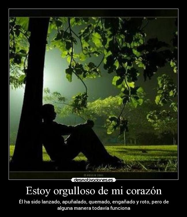 Estoy orgulloso de mi corazón - Él ha sido lanzado, apuñalado, quemado, engañado y roto, pero de
alguna manera todavía funciona