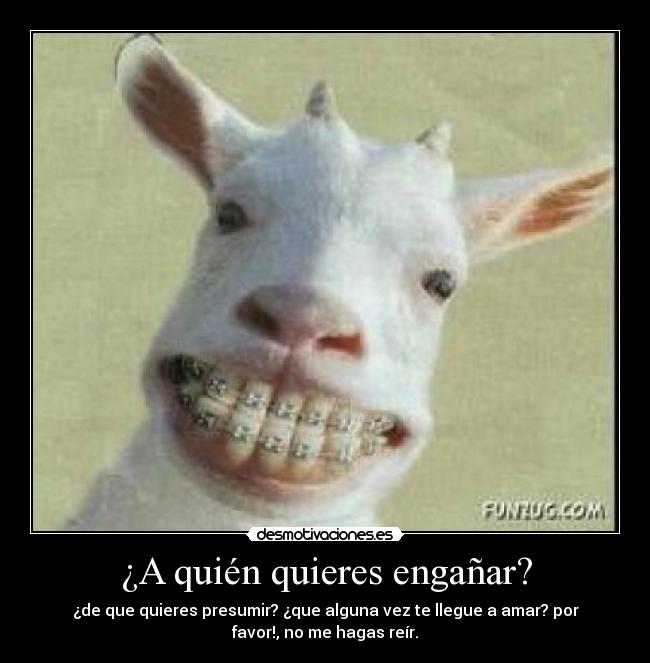 ¿A quién quieres engañar? - ¿de que quieres presumir? ¿que alguna vez te llegue a amar? por
favor!, no me hagas reír.