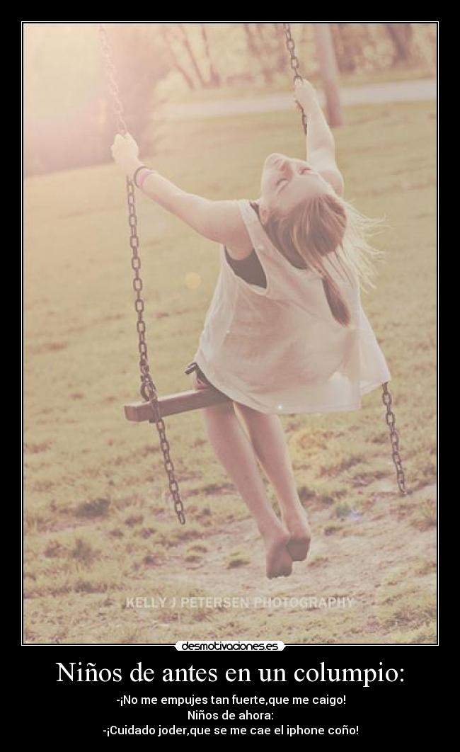 Niños de antes en un columpio: - 