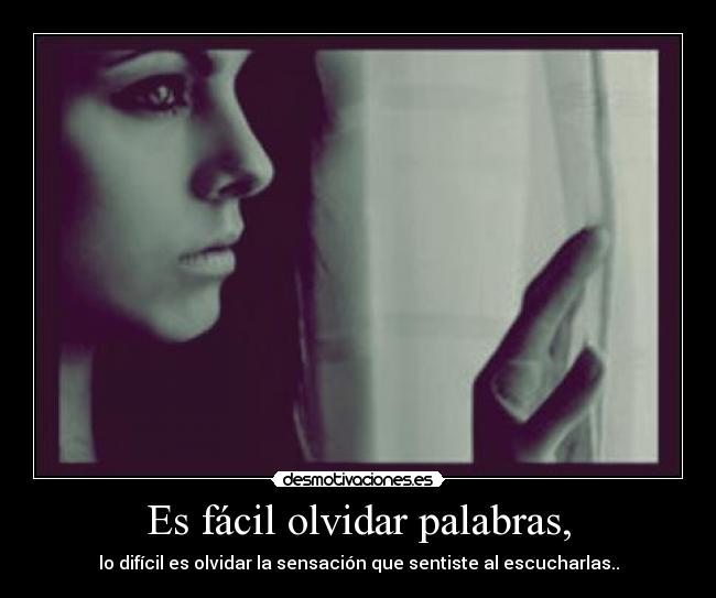 Es fácil olvidar palabras, - lo difícil es olvidar la sensación que sentiste al escucharlas..