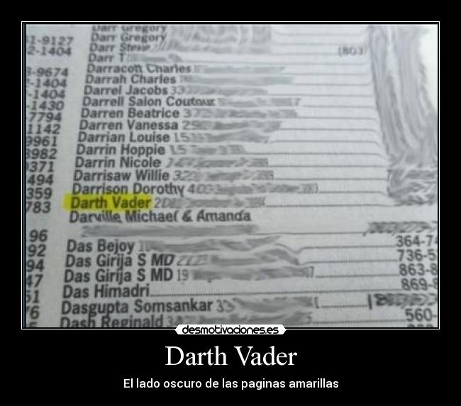 Darth Vader - El lado oscuro de las paginas amarillas