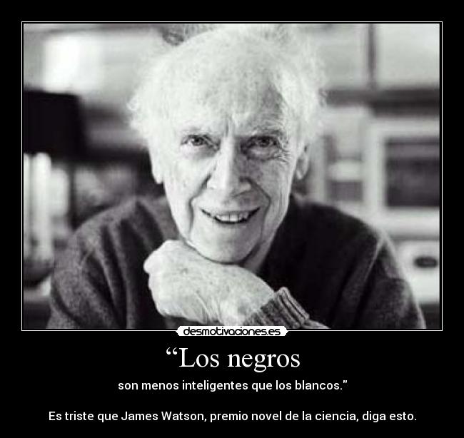 “Los negros - son menos inteligentes que los blancos.

Es triste que James Watson, premio novel de la ciencia, diga esto.