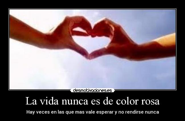 La vida nunca es de color rosa - Hay veces en las que mas vale esperar y no rendirse nunca