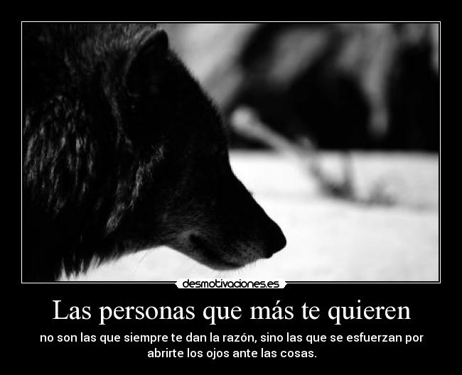 Las personas que más te quieren - no son las que siempre te dan la razón, sino las que se esfuerzan por
abrirte los ojos ante las cosas.