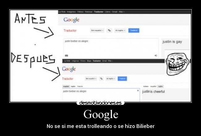Google - No se si me esta trolleando o se hizo Bilieber