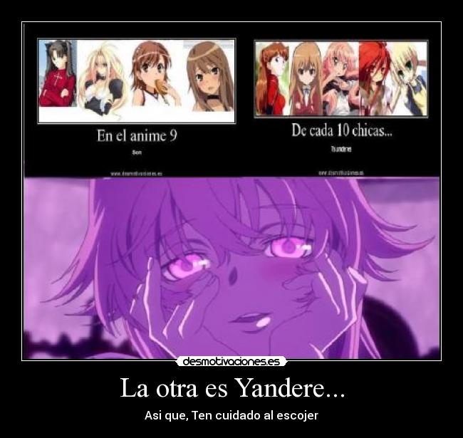 carteles anime manga yandere escojer tsundere desmotivaciones