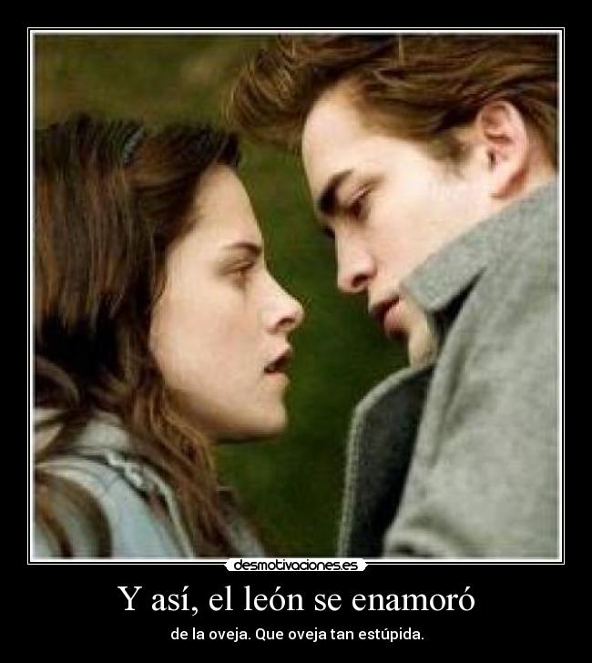 Y así, el león se enamoró - de la oveja. Que oveja tan estúpida.