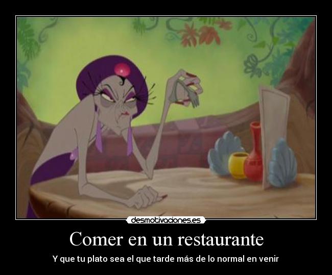 carteles desmotiva comer restaurante emperador sus locuras disney comida desmotivaciones