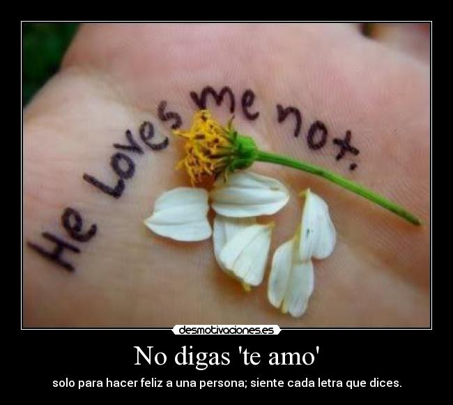 No digas te amo - solo para hacer feliz a una persona; siente cada letra que dices.