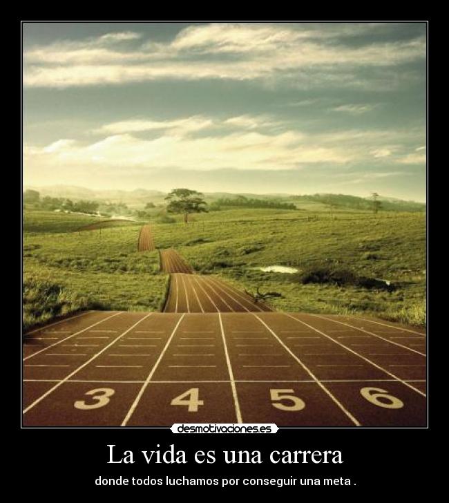 La vida es una carrera - donde todos luchamos por conseguir una meta .