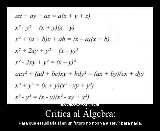 Critica al Álgebra: - 