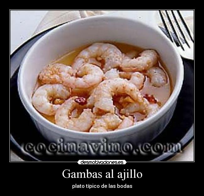 Gambas al ajillo - plato típico de las bodas