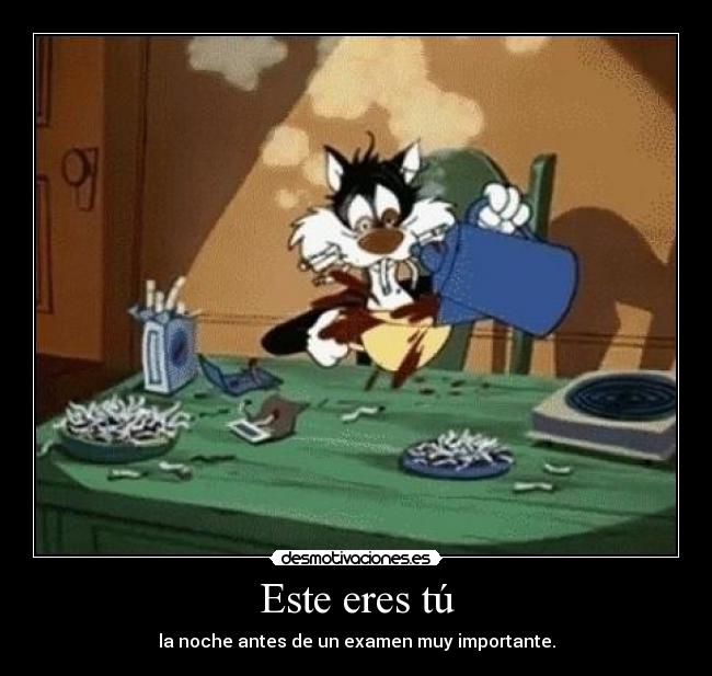 Este eres tú - la noche antes de un examen muy importante.