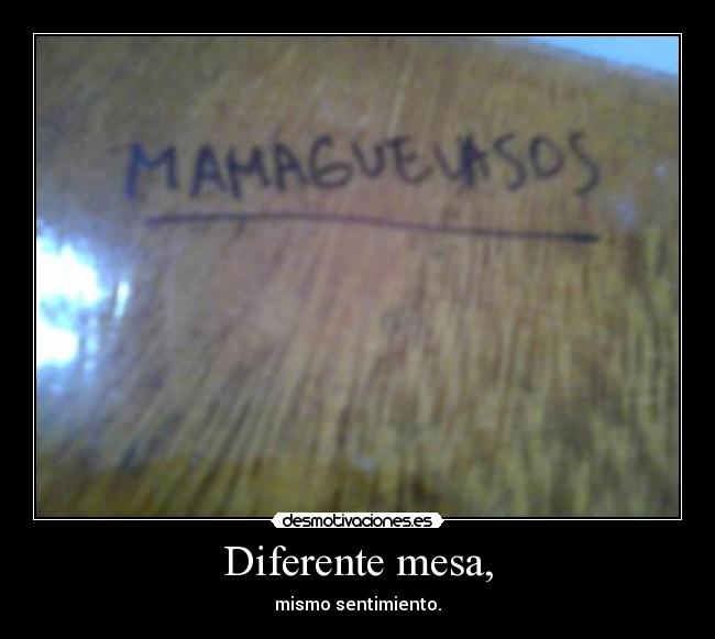Diferente mesa, - mismo sentimiento.