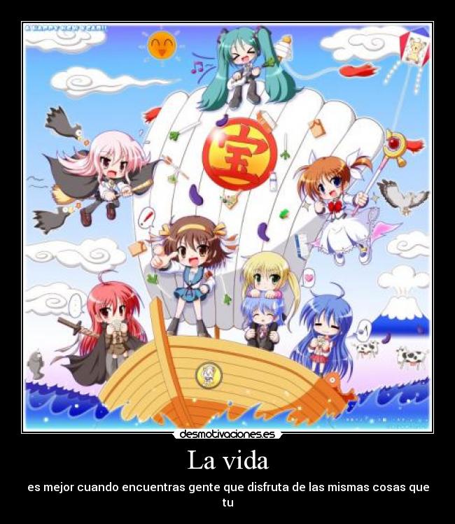 carteles vida anime crossover haruhi shana konata louise miku nagi hayate desmotivaciones