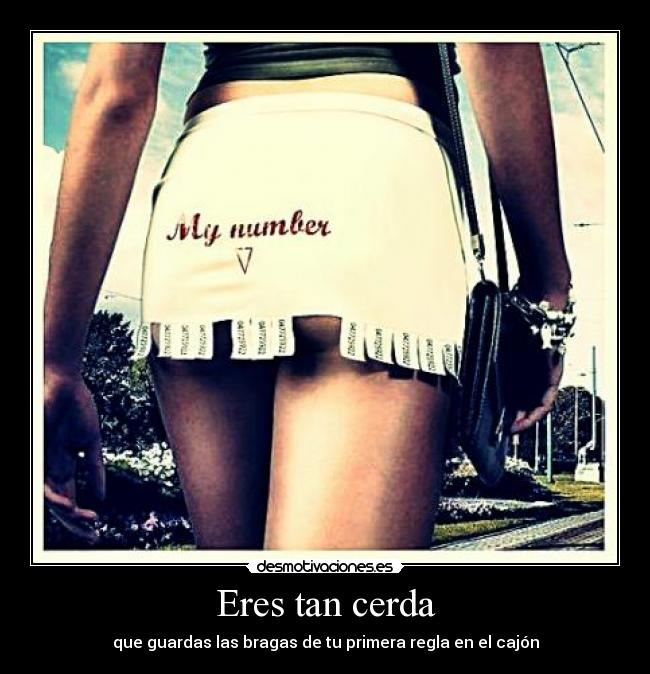 Eres tan cerda - que guardas las bragas de tu primera regla en el cajón