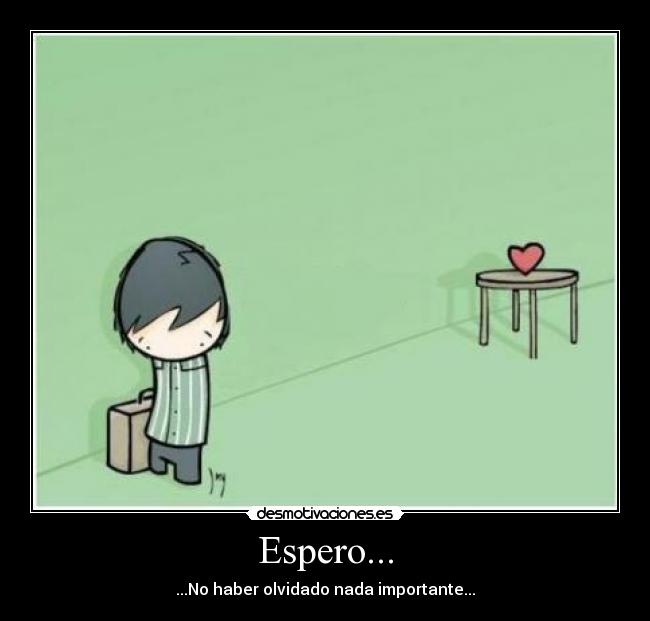 Espero... - ...No haber olvidado nada importante...