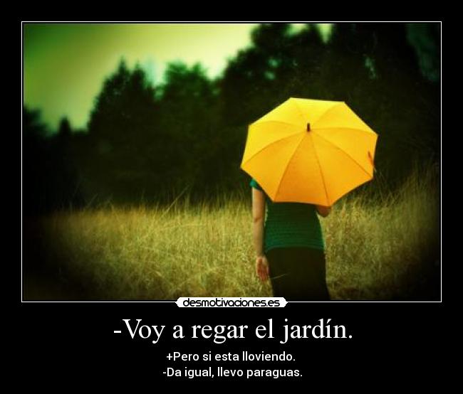 -Voy a regar el jardín. - 