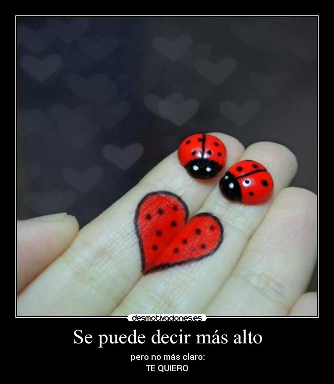 Se puede decir más alto - pero no más claro:
TE QUIERO