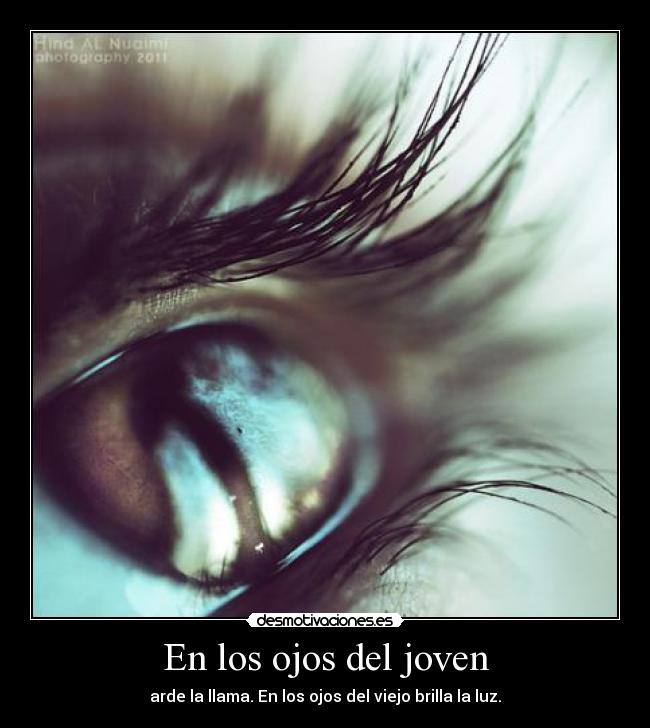 En los ojos del joven - arde la llama. En los ojos del viejo brilla la luz.