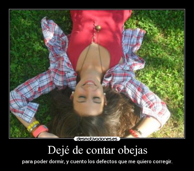 Dejé de contar obejas - para poder dormir, y cuento los defectos que me quiero corregir.
