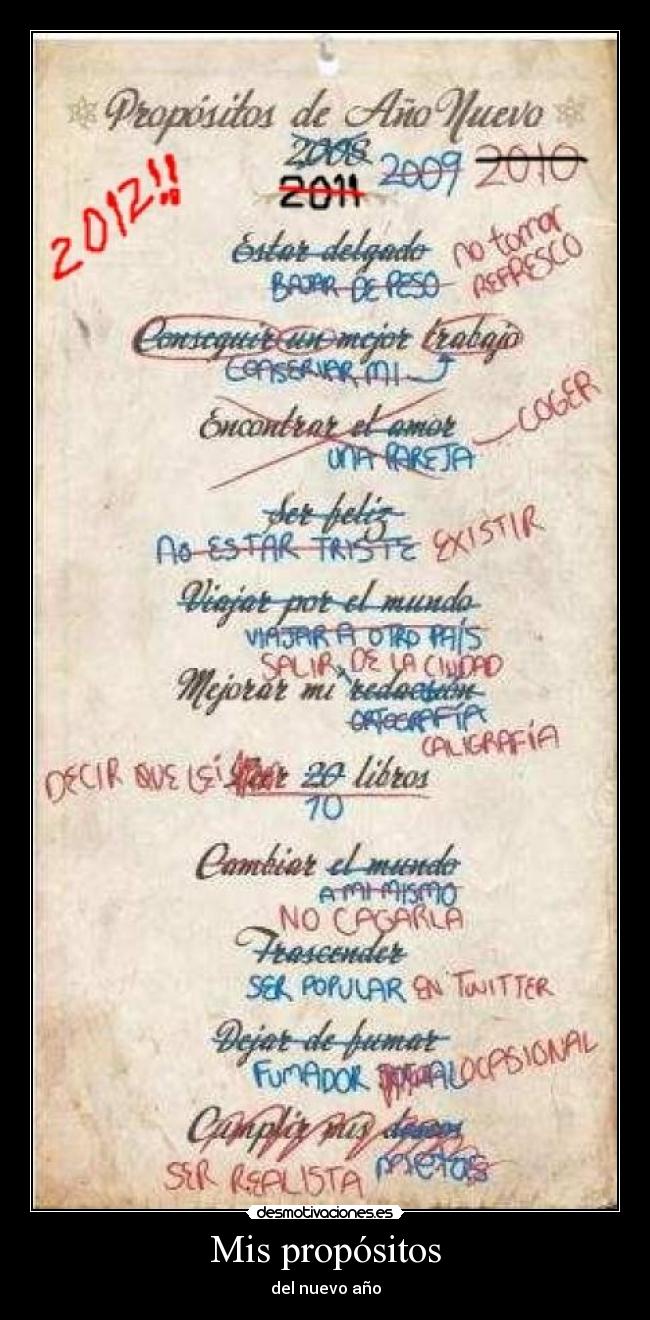 Mis propósitos - del nuevo año