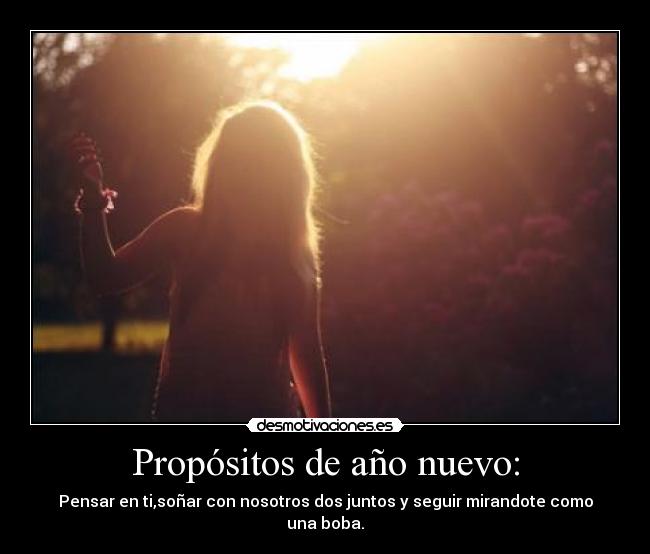 Propósitos de año nuevo: - Pensar en ti,soñar con nosotros dos juntos y seguir mirandote como una boba.