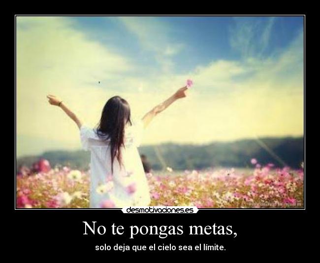 No te pongas metas, - solo deja que el cielo sea el límite.