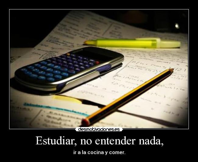 Estudiar, no entender nada, -