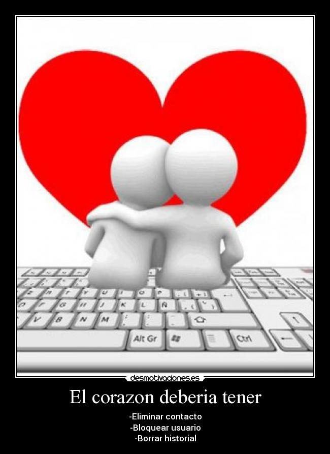 El corazon deberia tener - -Eliminar contacto
-Bloquear usuario
-Borrar historial