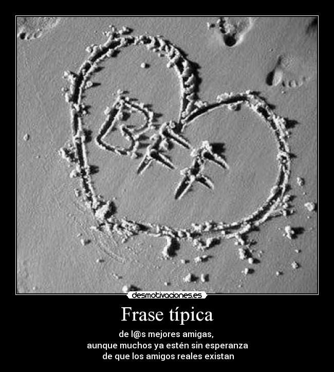 Frase típica - de l@s mejores amigas,
aunque muchos ya estén sin esperanza
de que los amigos reales existan