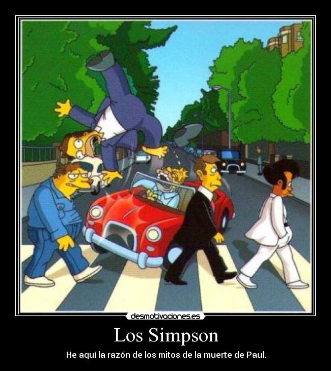 carteles los simpson the beatles paul mccartney mitos abbey road homero desmotivaciones