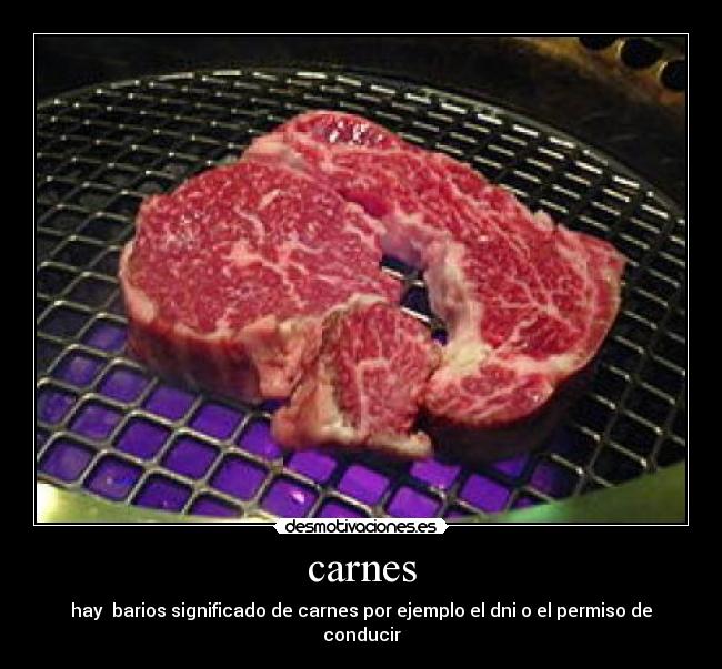 carnes - hay barios significado de carnes por ejemplo el dni o el permiso de conducir