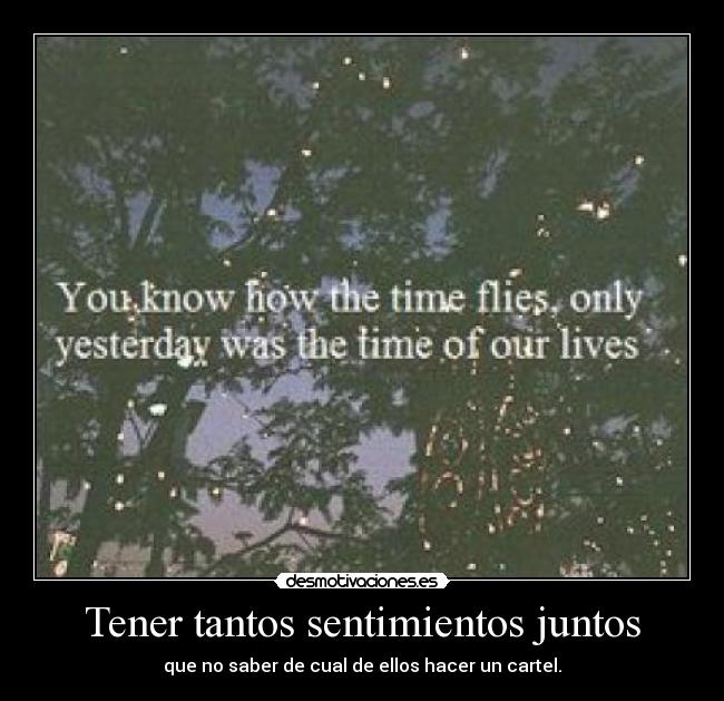 Tener tantos sentimientos juntos - que no saber de cual de ellos hacer un cartel.