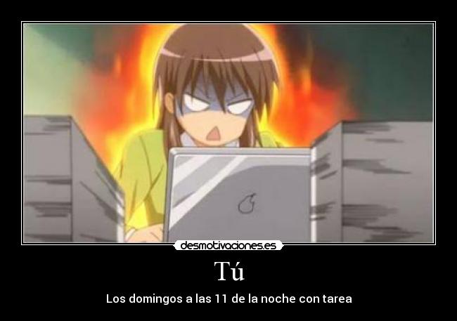 carteles kaichou maid sama domingos noche tarea examen notebook misaki desmotivaciones