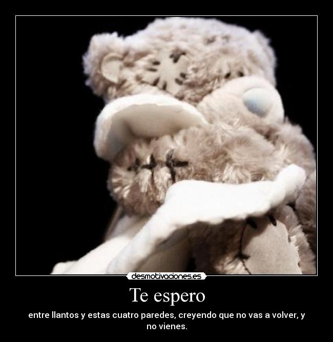 Te espero - entre llantos y estas cuatro paredes, creyendo que no vas a volver, y no vienes.
