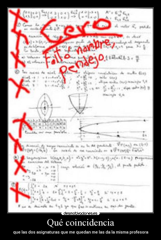 Qué coincidencia - que las dos asignaturas que me quedan me las da la misma profesora