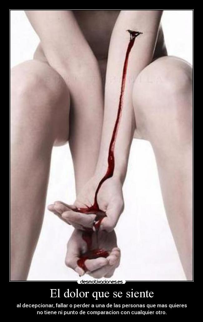 El dolor que se siente - al decepcionar, fallar o perder a una de las personas que mas quieres
no tiene ni punto de comparacion con cualquier otro.