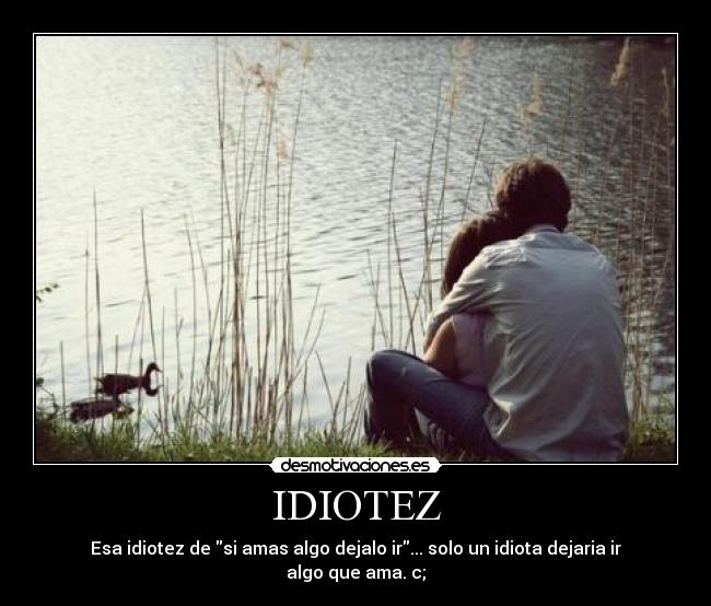 IDIOTEZ - Esa idiotez de si amas algo dejalo ir... solo un idiota dejaria ir algo que ama. c;