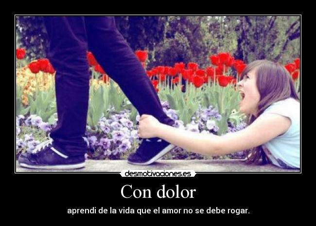 Con dolor - aprendi de la vida que el amor no se debe rogar.