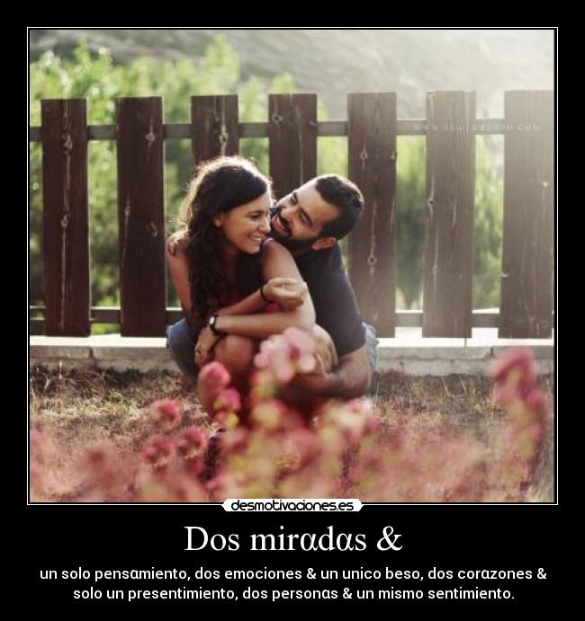 Dos mirαdαs & - un solo pensαmiento, dos emociones & un unico beso, dos corαzones &
solo un presentimiento, dos personαs & un mismo sentimiento.