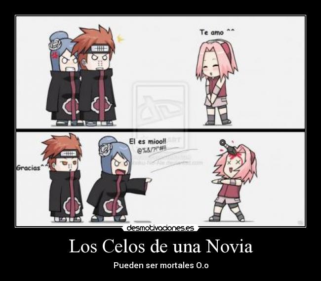 carteles celos konan pein sakura anime akatsuki naruto desmotivaciones