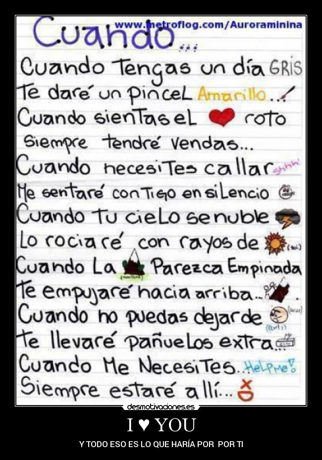 I ♥ YOU - Y TODO ESO ES LO QUE HARÍA POR POR TI